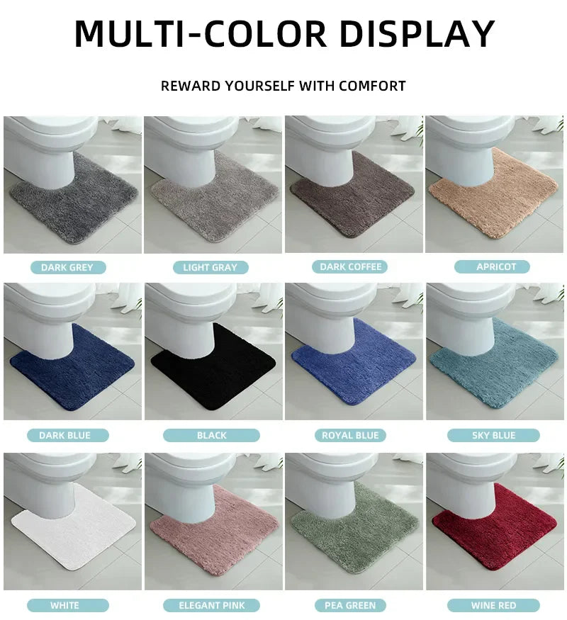 U-shaped thickened bathroom floor mat, plush material, bathtub absorbent mat, anti slip foot mat, bathroom small carpet, entranc