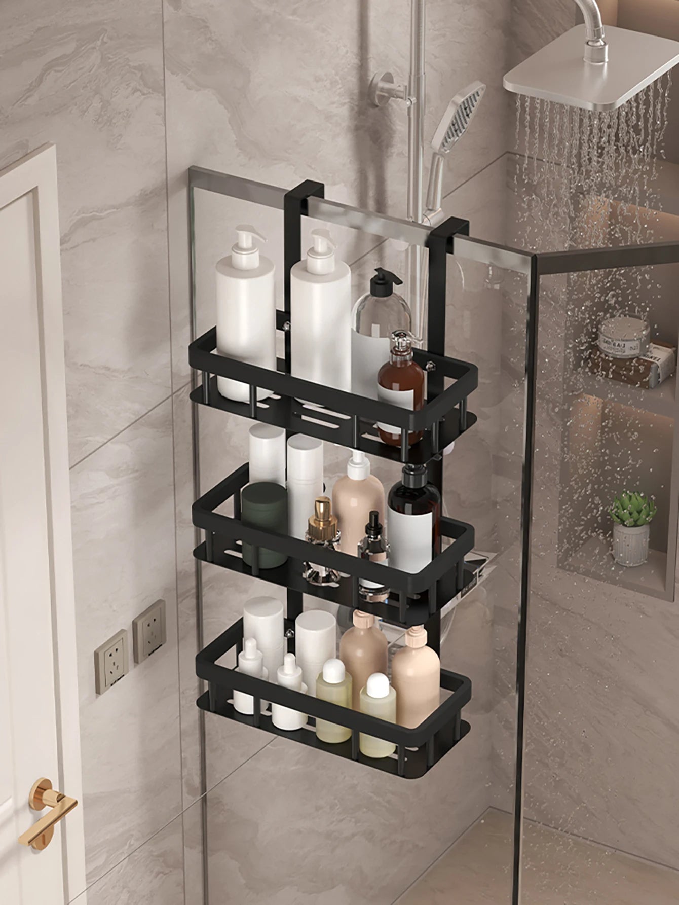 bathroom wall mounted storage rack, door mounted rack, shower gel rack, shower supplies storage rack