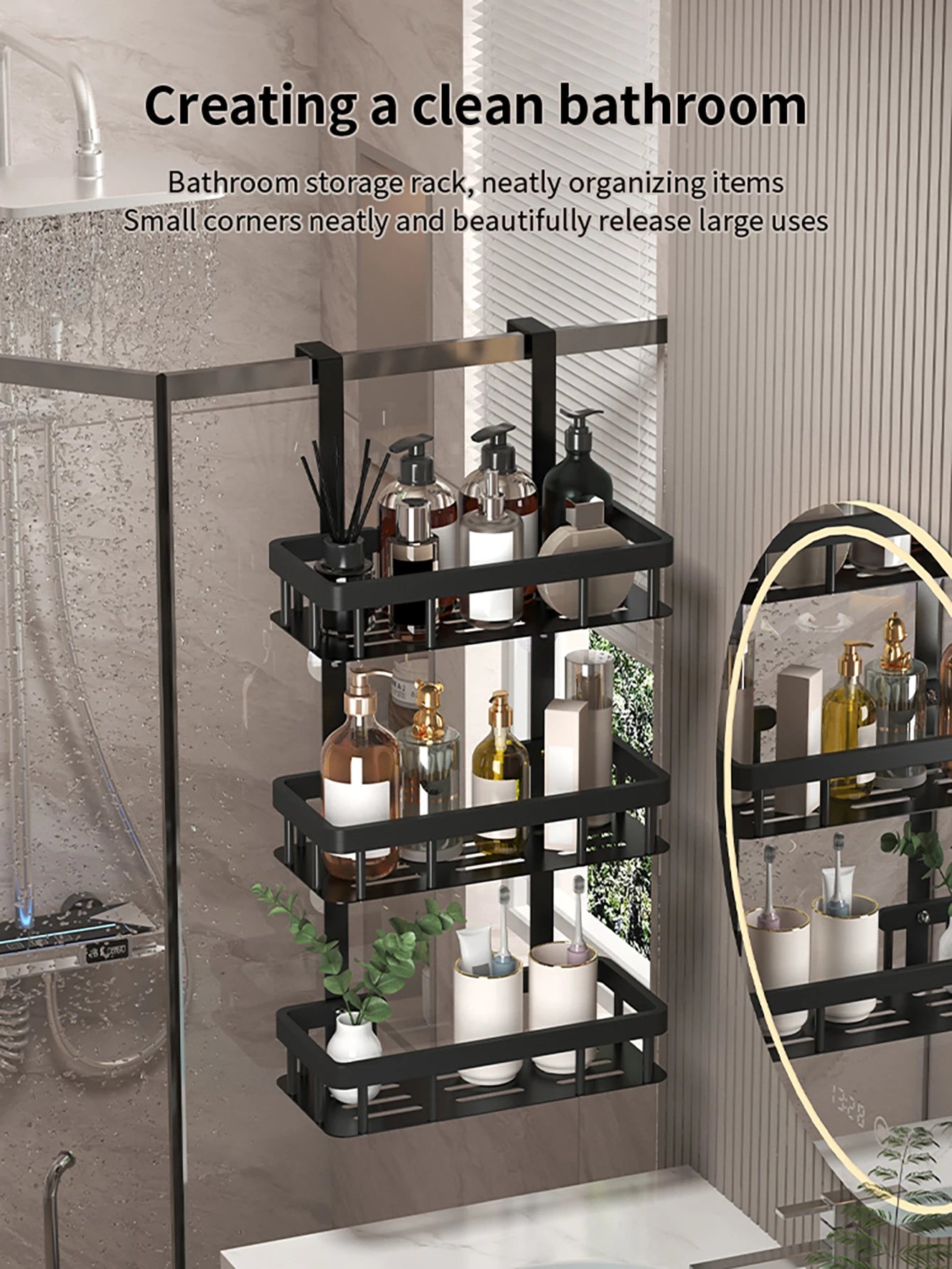 bathroom wall mounted storage rack, door mounted rack, shower gel rack, shower supplies storage rack