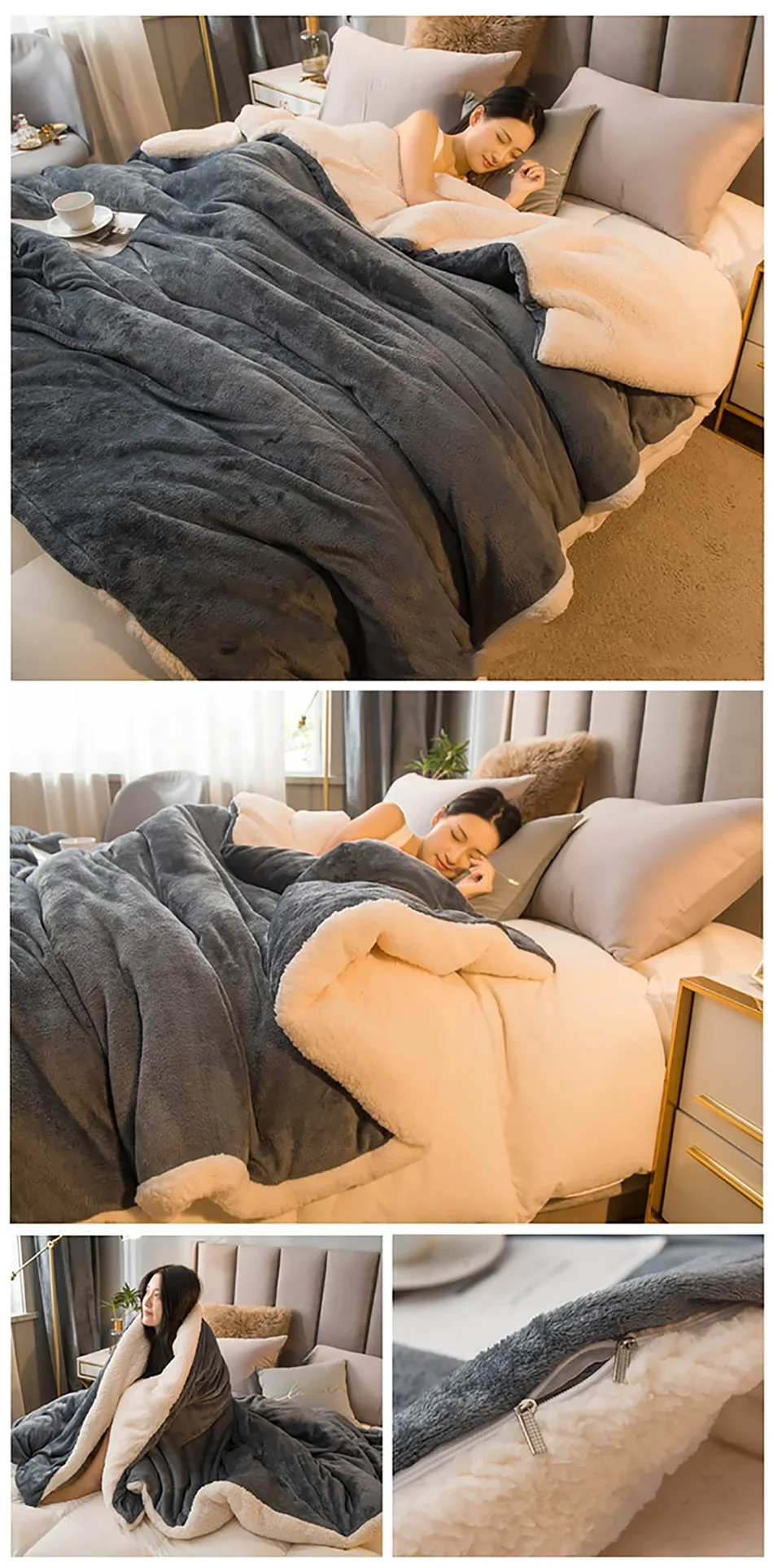 Wool Throw Blanket Keep Warm Winter Bed Blankets Double Sided Queen Duvet Cover Camping Double Bed Cover Bedspread On The Bed