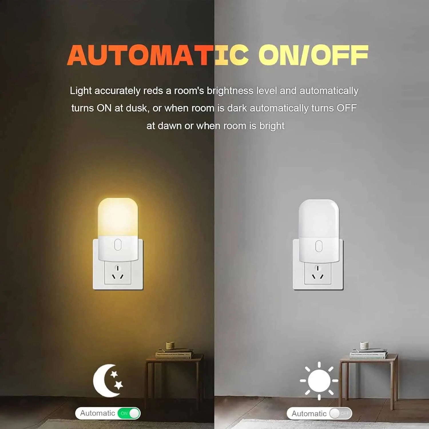 1/2pcs Plug-in LED Night Light, Mini Warm White LED Nightlight, Adjustable Brightness for Bedroom, Bathroom, Kitchen, Hallway