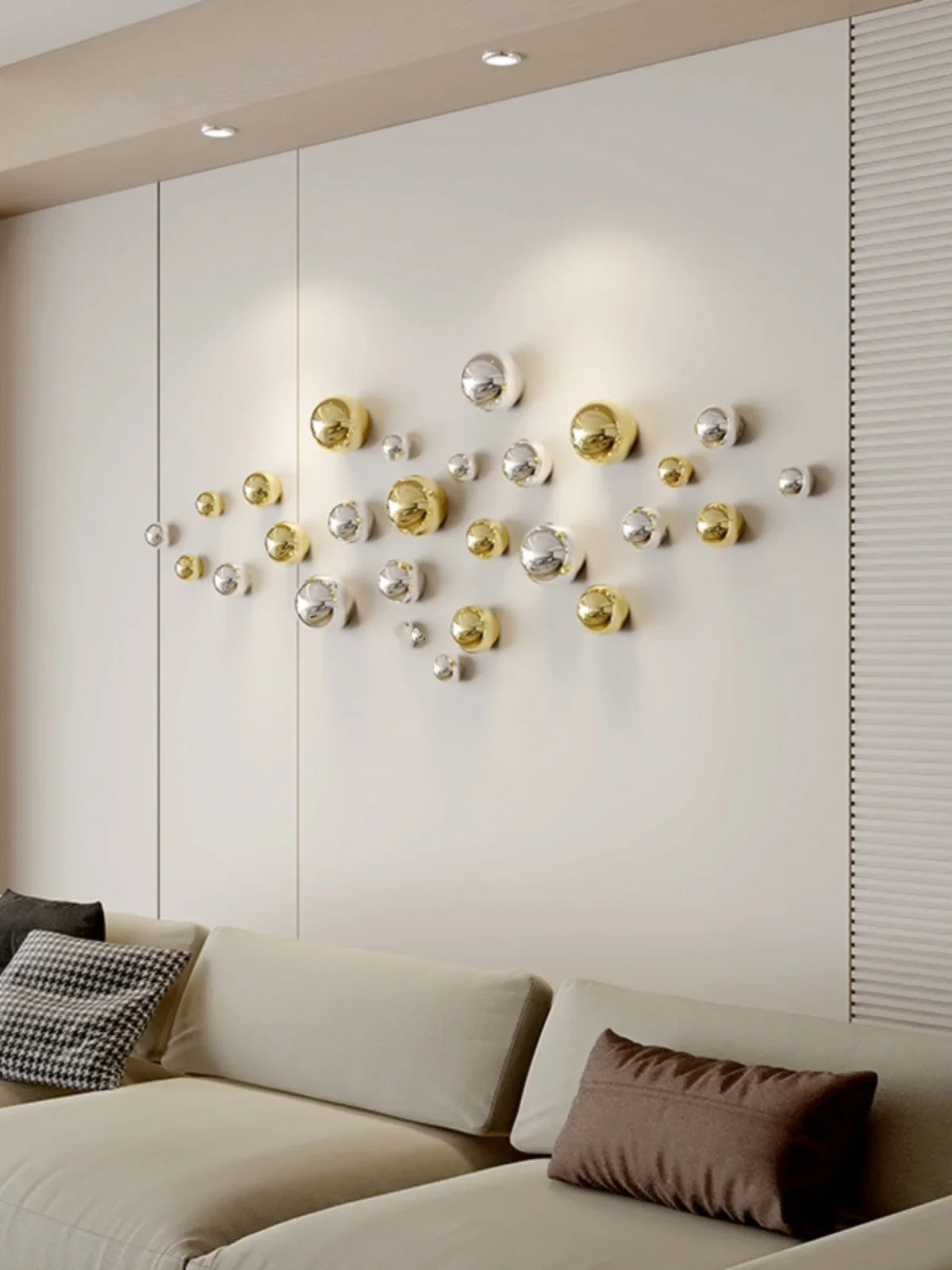 Wall Decor Imitation Stainless Steel Decorative Ball Living Room Home Accessories Hotel Restaurant Wall Hanging Decor Art Sphere