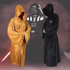 Jedi Cosplay Nightgown Male Homewear Flannel Robe Male With Hooded Thick Star Dressing Gown Empire Men's Bathrobe Winter Robe