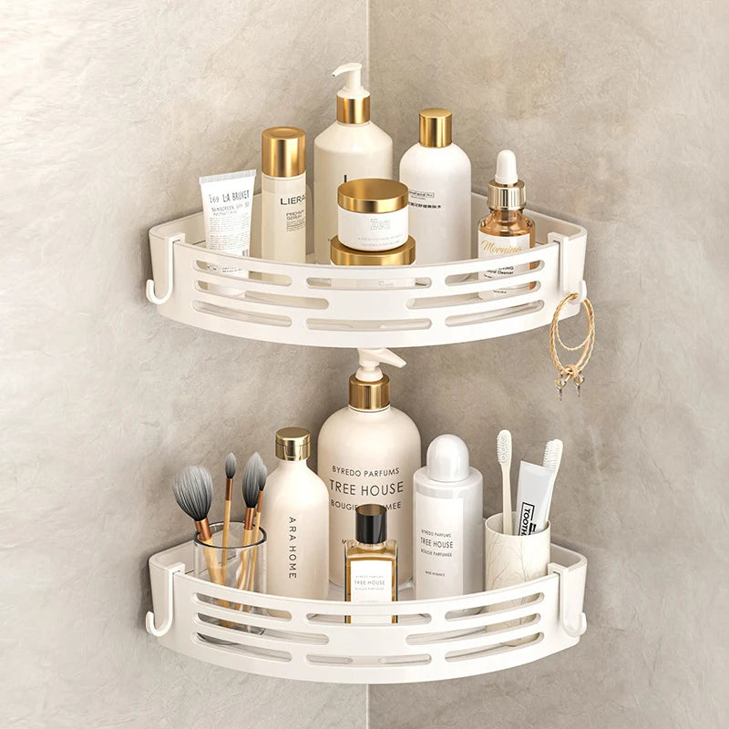 Modern Bathroom Corner Organizer Rack Self Adhesive Shower Shelf For Cosmetics Toiletries Storage Valentines Day Gift Home Decor
