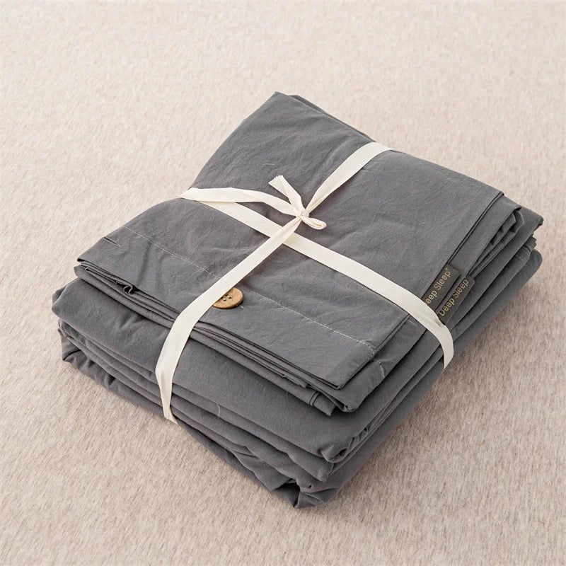 3pcs  100% cotton bedding set Double Duvet Cover Set 220x240 Solid Twist Cotton King Size Bedding Set Quilt Cover Set