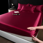 3 Pcs High End 100% Mulberry Silk Fitted Sheet Set with Pillowcase Luxury Solid Color Silk Bedsheet Soft Smooth Satin Bed Linen