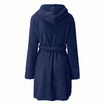 Autumn Winter Women Sexy Bath Robe Fluffy Plush Pyjamas Ladies Hooded Dressing Solid Color Gown Warm Bathrobe Female Loungewear