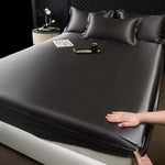 3 Pcs High End 100% Mulberry Silk Fitted Sheet Set with Pillowcase Luxury Solid Color Silk Bedsheet Soft Smooth Satin Bed Linen