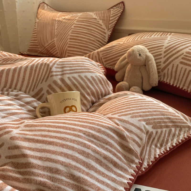 Luxury Heavyweight Cotton Bedding Set 100% Premium Washed Cotton Duvet Cover Set Cozy Home Decor King Size Ultra Soft Breathabe