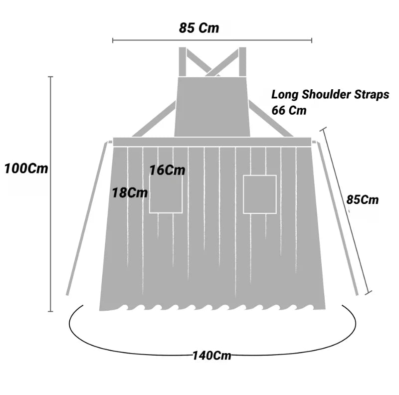 Long Lightweight Waterproof Oil Proof Anti Hair Pleated Apron With Pockets For Women Kitchen Beauty Salon Nail Pet