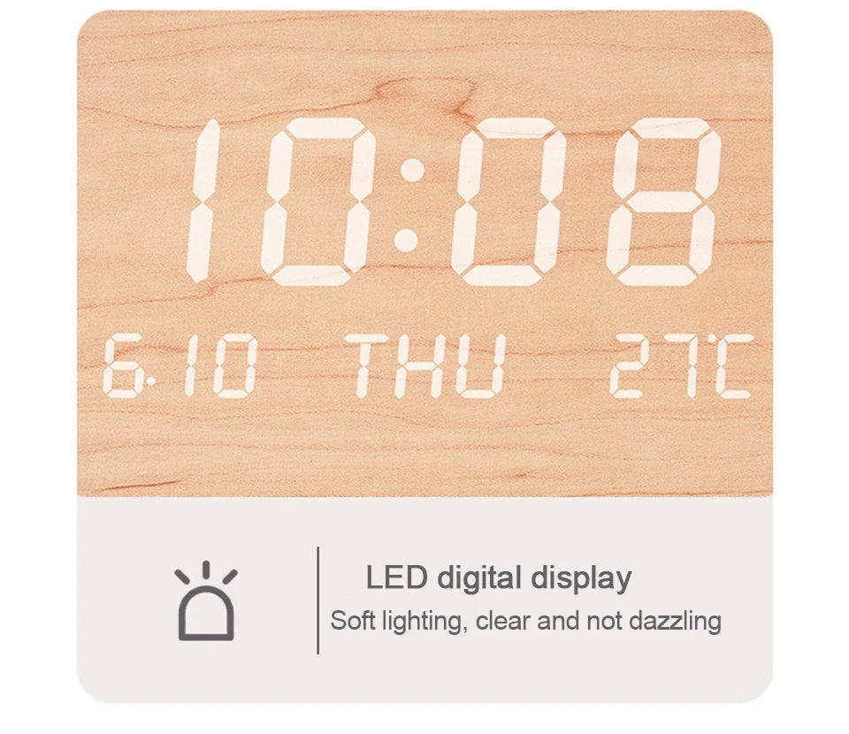 LED Digital Wall Clock Temperature Date Time Multi-function Display Living Room Home Bedroom Silent Clock Fashion Wall Clock