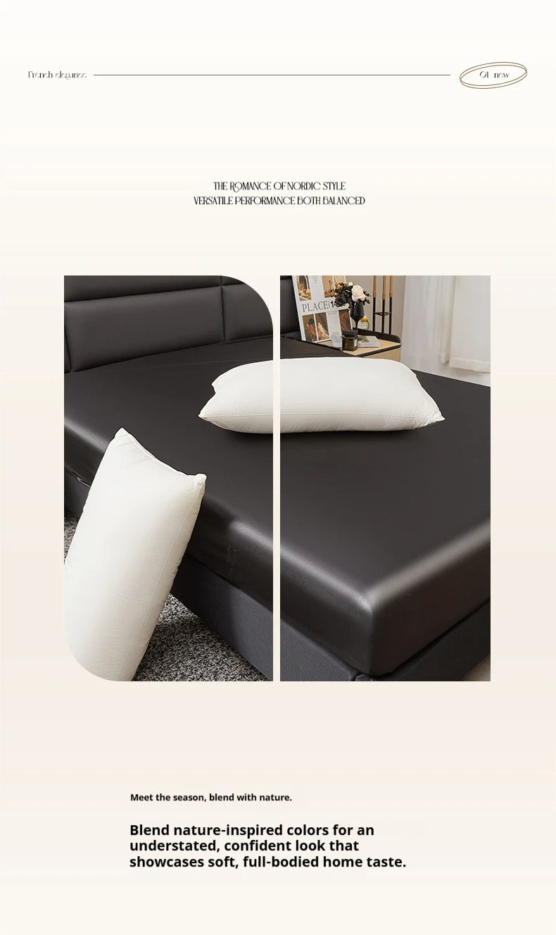 Waterproof Smooth Satin Fitted Sheet For Single Double Queen King Bed Silky Mattress Protector For Women Kids Family with Pet