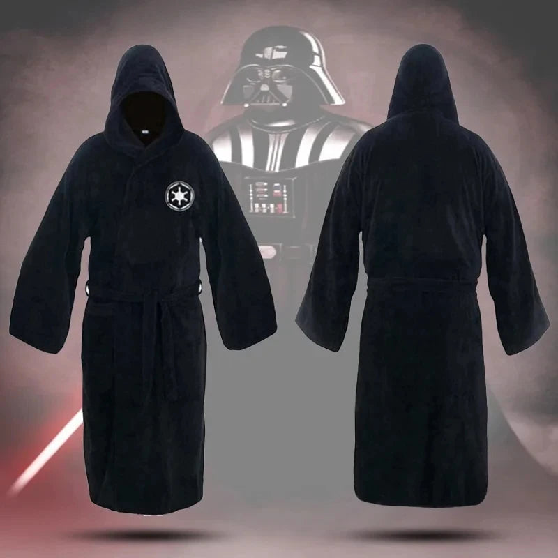 Jedi Cosplay Nightgown Male Homewear Flannel Robe Male With Hooded Thick Star Dressing Gown Empire Men's Bathrobe Winter Robe