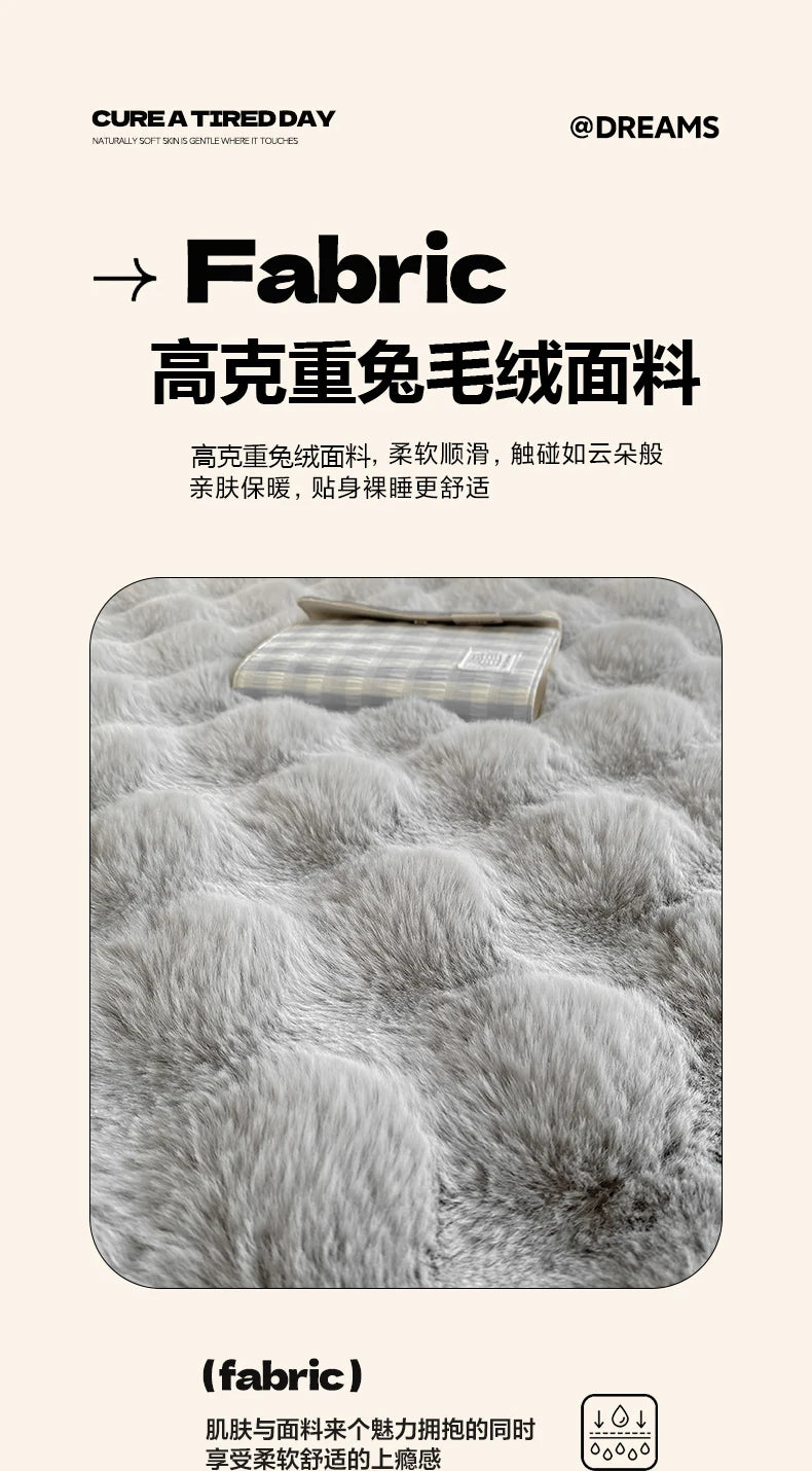 Fluffy Plush Fitted Bed Sheet for Winter Solid Color Rabbit Fleece Bed Sheets on Elastic Winter Warm Thicken Mattress Protector