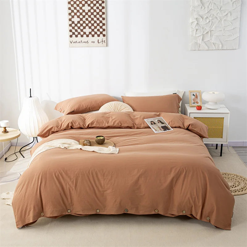 3pcs  100% cotton bedding set Double Duvet Cover Set 220x240 Solid Twist Cotton King Size Bedding Set Quilt Cover Set