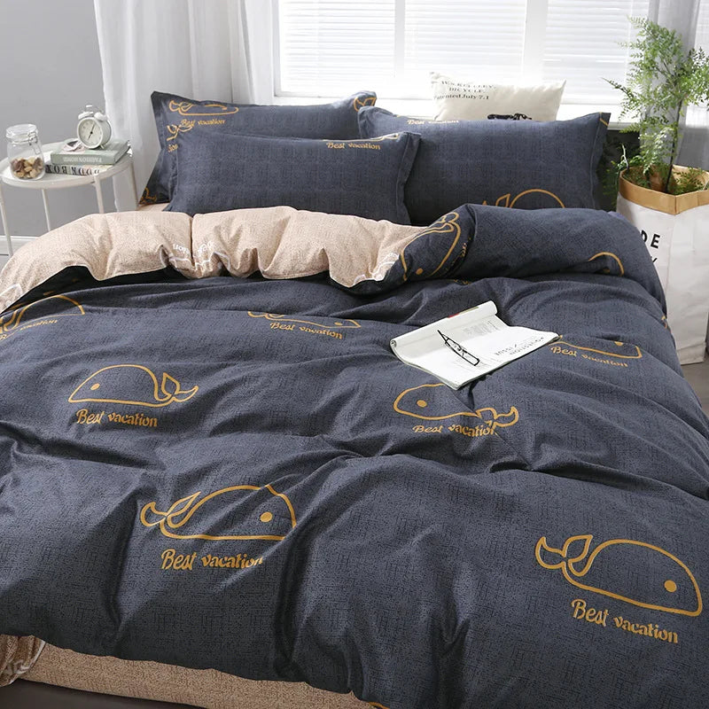 Daisy Printed King Size Duvet Cover Set with Sheets High Quality Washed Cotton Bedding Set Queen Home Bed Sets Comforter Covers