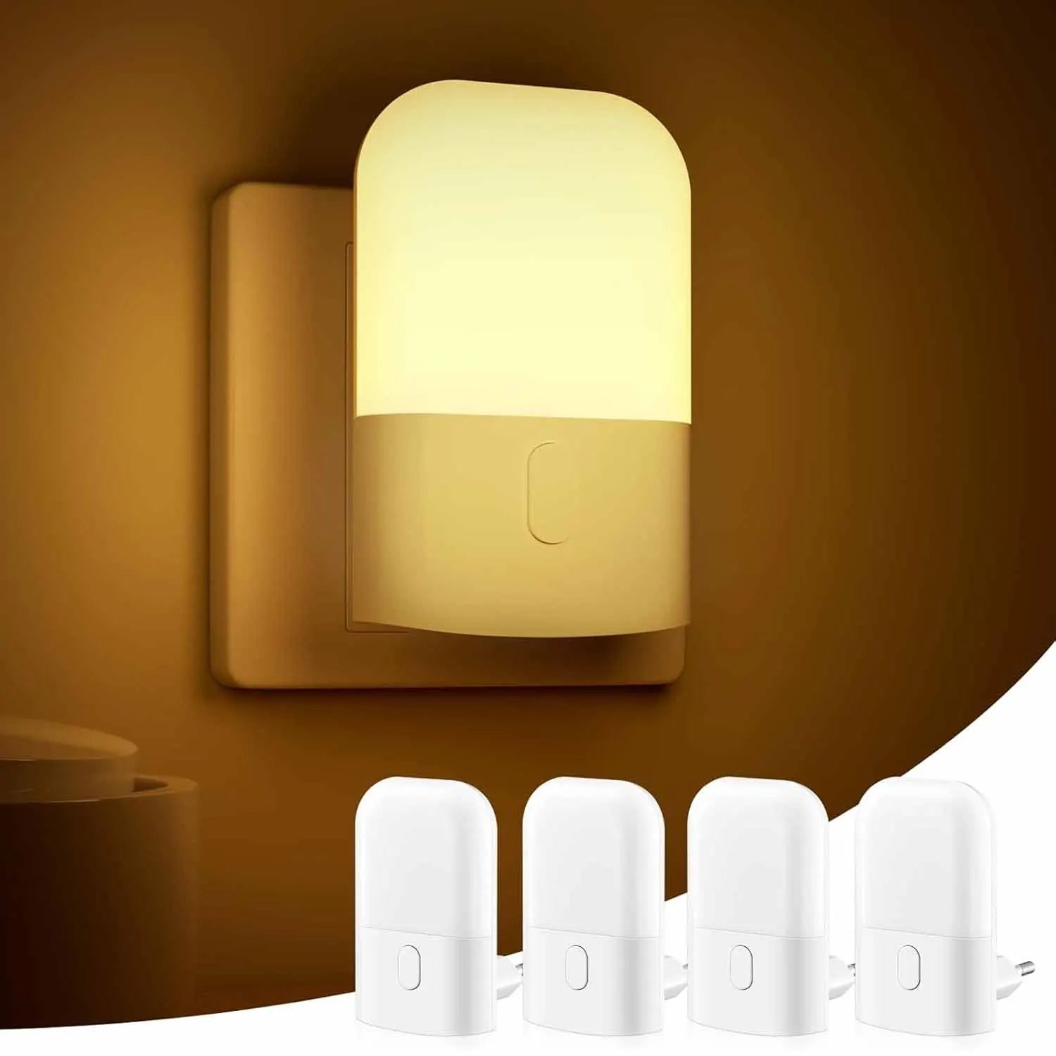 1/2pcs Plug-in LED Night Light, Mini Warm White LED Nightlight, Adjustable Brightness for Bedroom, Bathroom, Kitchen, Hallway