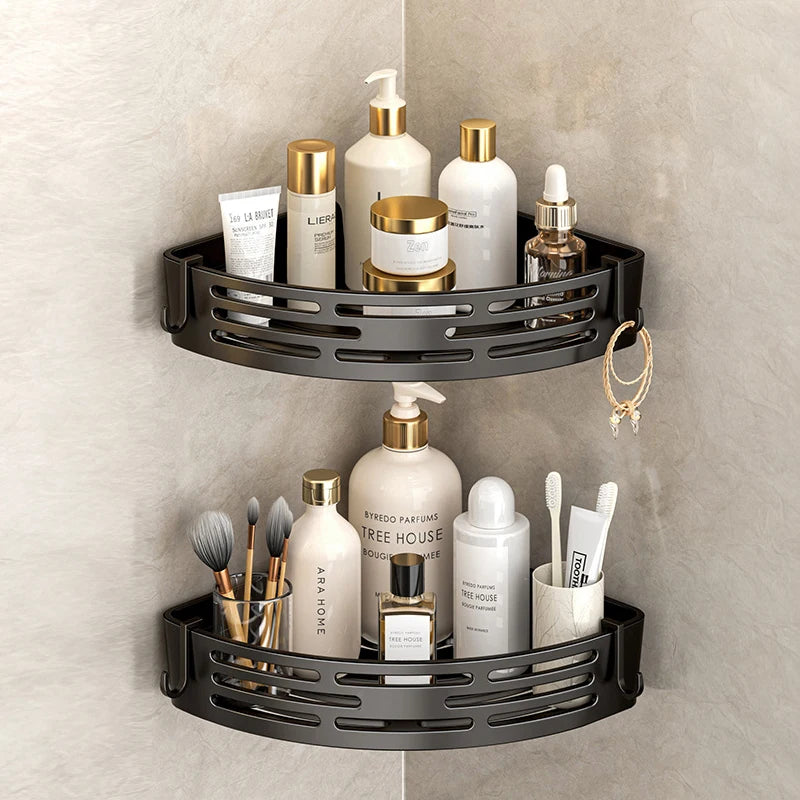 Modern Bathroom Corner Organizer Rack Self Adhesive Shower Shelf For Cosmetics Toiletries Storage Valentines Day Gift Home Decor