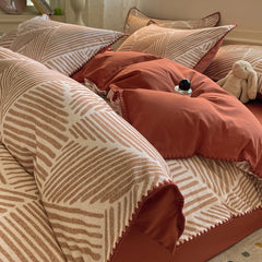 Luxury Heavyweight Cotton Bedding Set 100% Premium Washed Cotton Duvet Cover Set Cozy Home Decor King Size Ultra Soft Breathabe