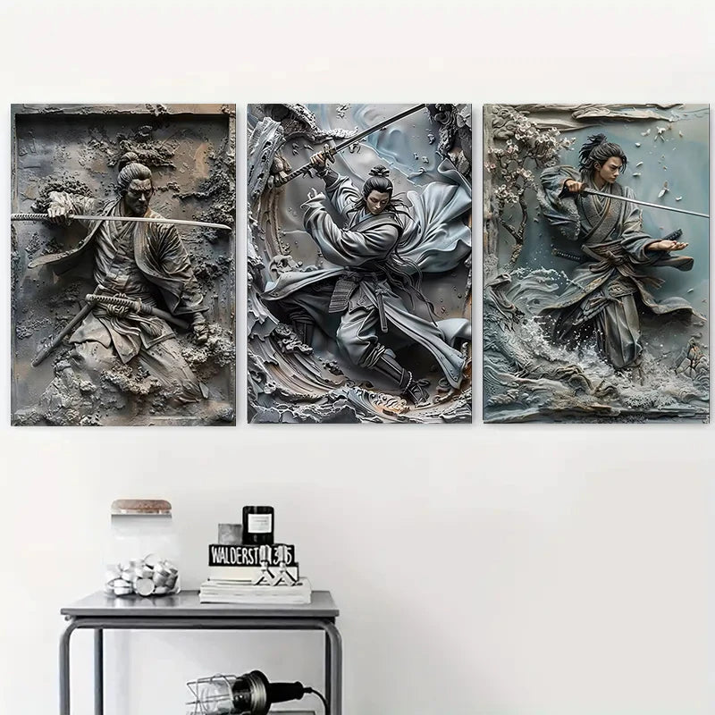 Japanese Ninja Warrior Poster Printing, Retro Character Canvas Wall Art, For Cafes, Bars, Clubs Home Decoration