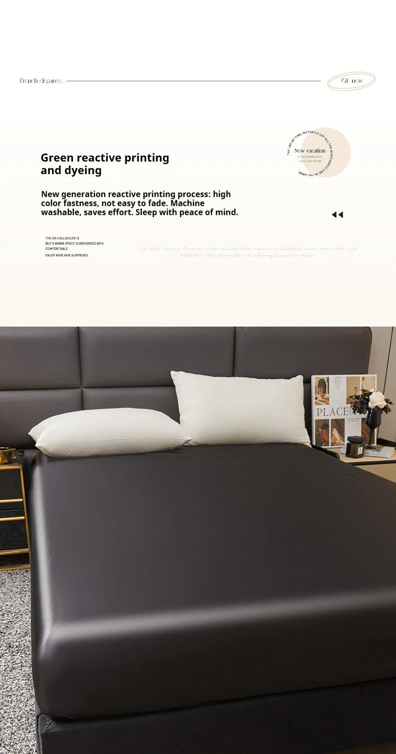 Waterproof Smooth Satin Fitted Sheet For Single Double Queen King Bed Silky Mattress Protector For Women Kids Family with Pet