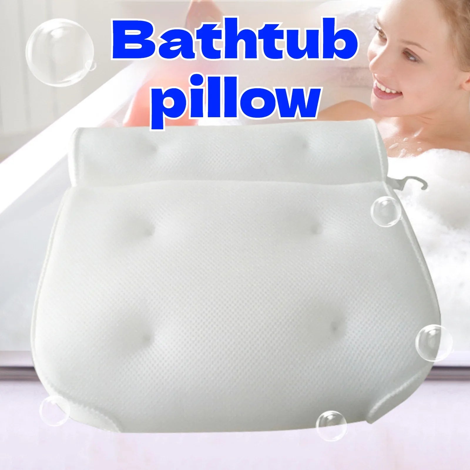 1/2 Pcs Spa Bathtub Pillow with Anti-Slip Suction Cups for Neck and Back Support, Air Mesh Bathtub Bathroom Accessory