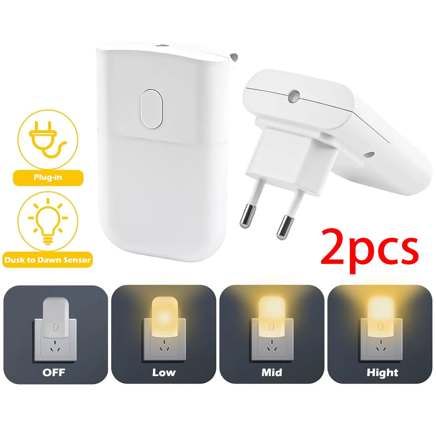 1/2pcs Plug-in LED Night Light, Mini Warm White LED Nightlight, Adjustable Brightness for Bedroom, Bathroom, Kitchen, Hallway