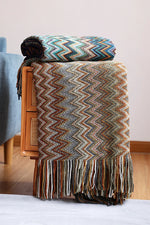 100% Acryl Hand Knitted Blanket with Tassel Summer Blanket Bed Sofa Travel Breathable Chic Bohemian Soft Comfortable Blanket