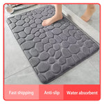 3D Non Slip Bathroom Mat Cobblestone Embossed Bath Mats Absorbent Doormat Carpet Door Floor Mats Machine Washable Quick Drying