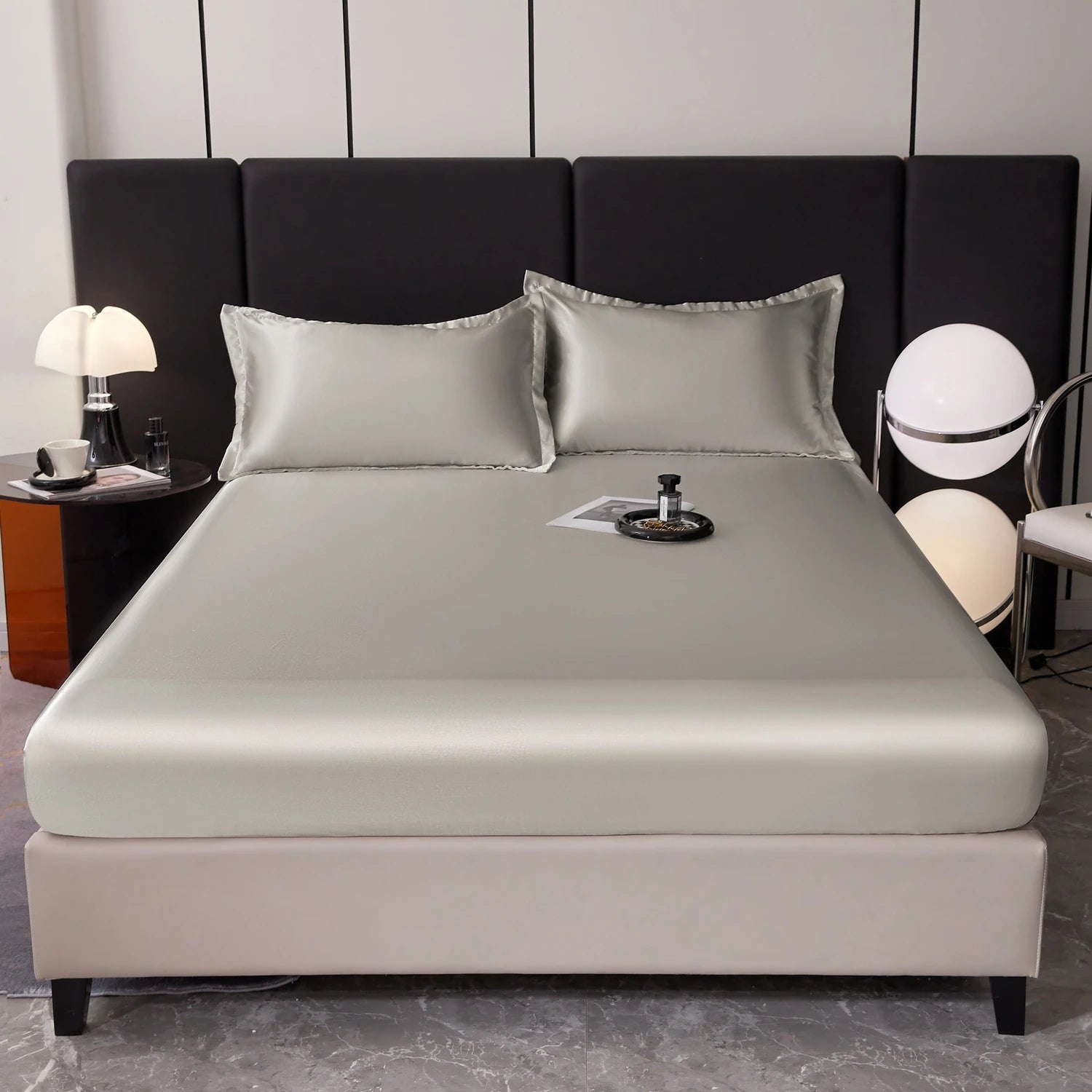 Satin Rayon Fitted Sheet Solid Color Mattress Cover With Elastic Band Bed Sheet High-End Home Hotel Bedding Fit Sheet