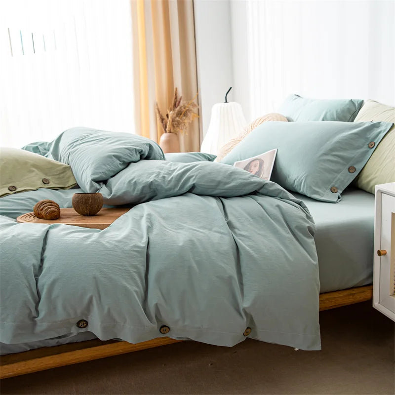 3pcs  100% cotton bedding set Double Duvet Cover Set 220x240 Solid Twist Cotton King Size Bedding Set Quilt Cover Set