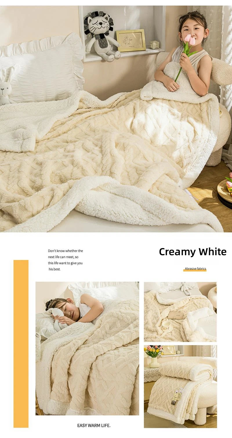 Warm Wool Sherpa Thick Blankets Fluffy Soft Coral Fleece Bedspread on The Bed Single Double Winter Plush Coraline Furry Throw