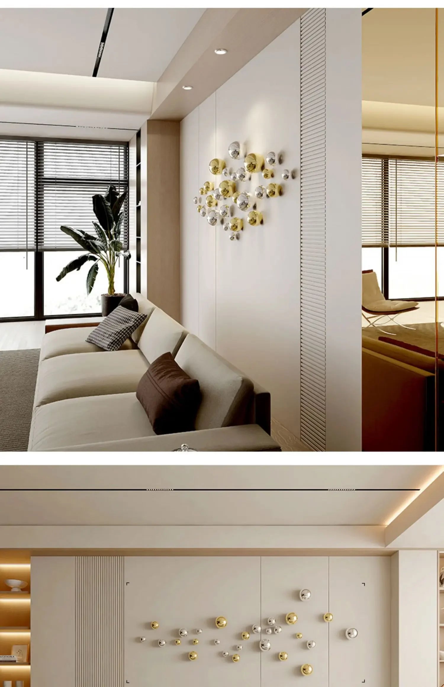 Wall Decor Imitation Stainless Steel Decorative Ball Living Room Home Accessories Hotel Restaurant Wall Hanging Decor Art Sphere
