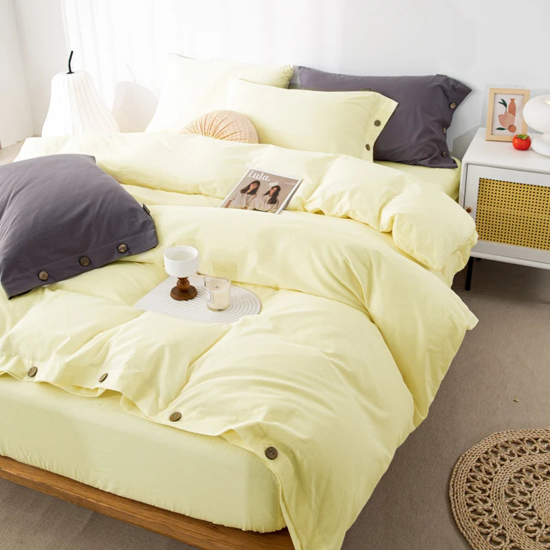 3pcs  100% cotton bedding set Double Duvet Cover Set 220x240 Solid Twist Cotton King Size Bedding Set Quilt Cover Set