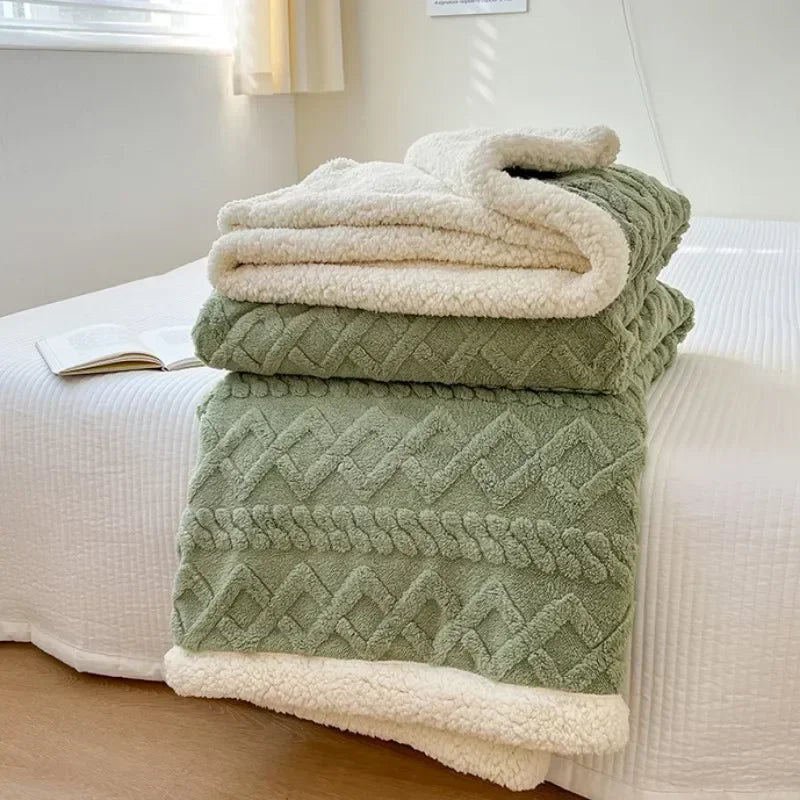 Soft Woolen Blanket for Bedding and Sofa, Warm Lamb Velvet Flannel Cover Blanket for Office, Air Conditioning and Nap