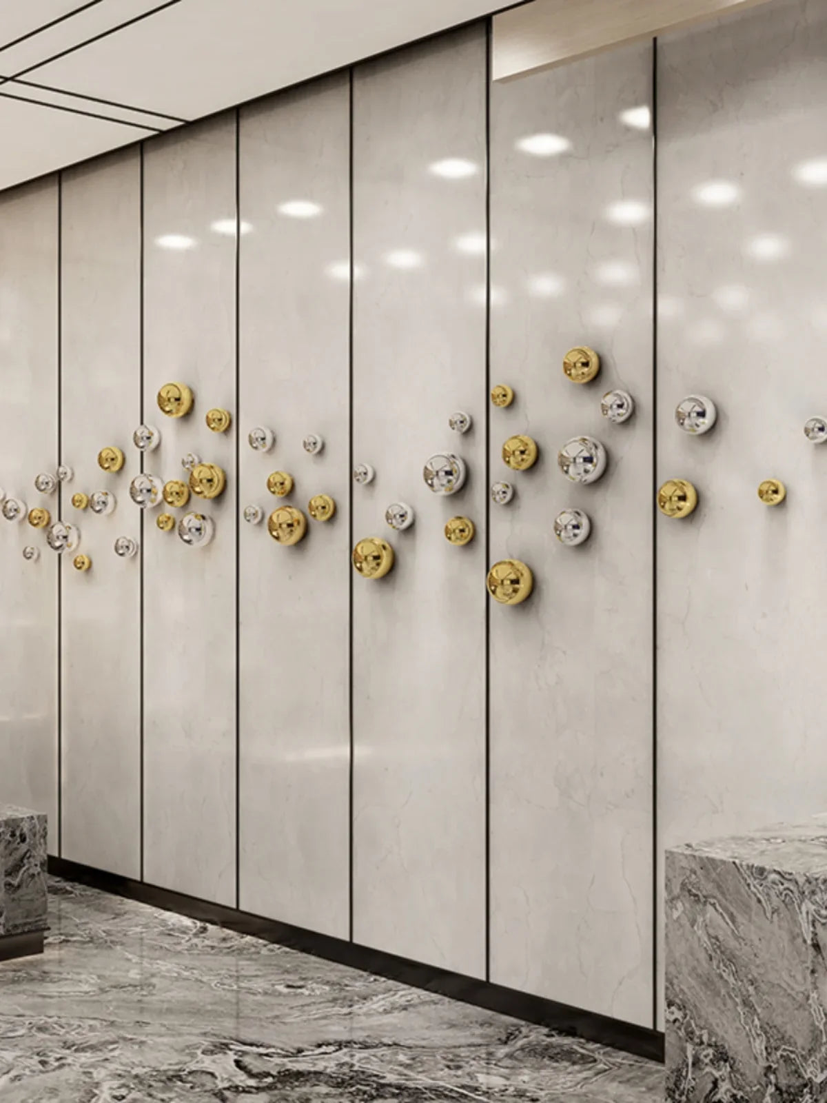 Wall Decor Imitation Stainless Steel Decorative Ball Living Room Home Accessories Hotel Restaurant Wall Hanging Decor Art Sphere