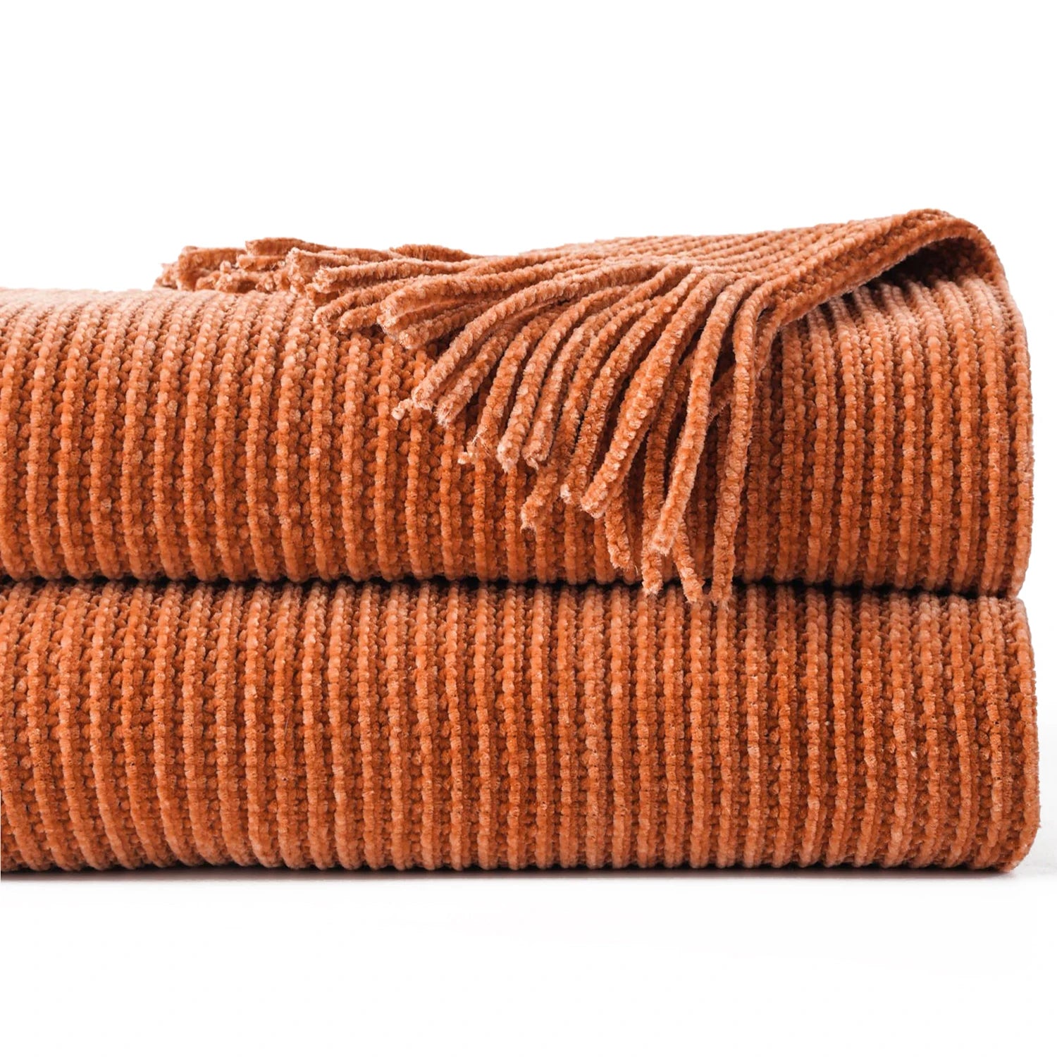Battilo Chenille Knit Blankets with Tassels Green Plaid Throw Blanket for Bed Couch Decorative Sofa Blanket Bedroom Spring Decor