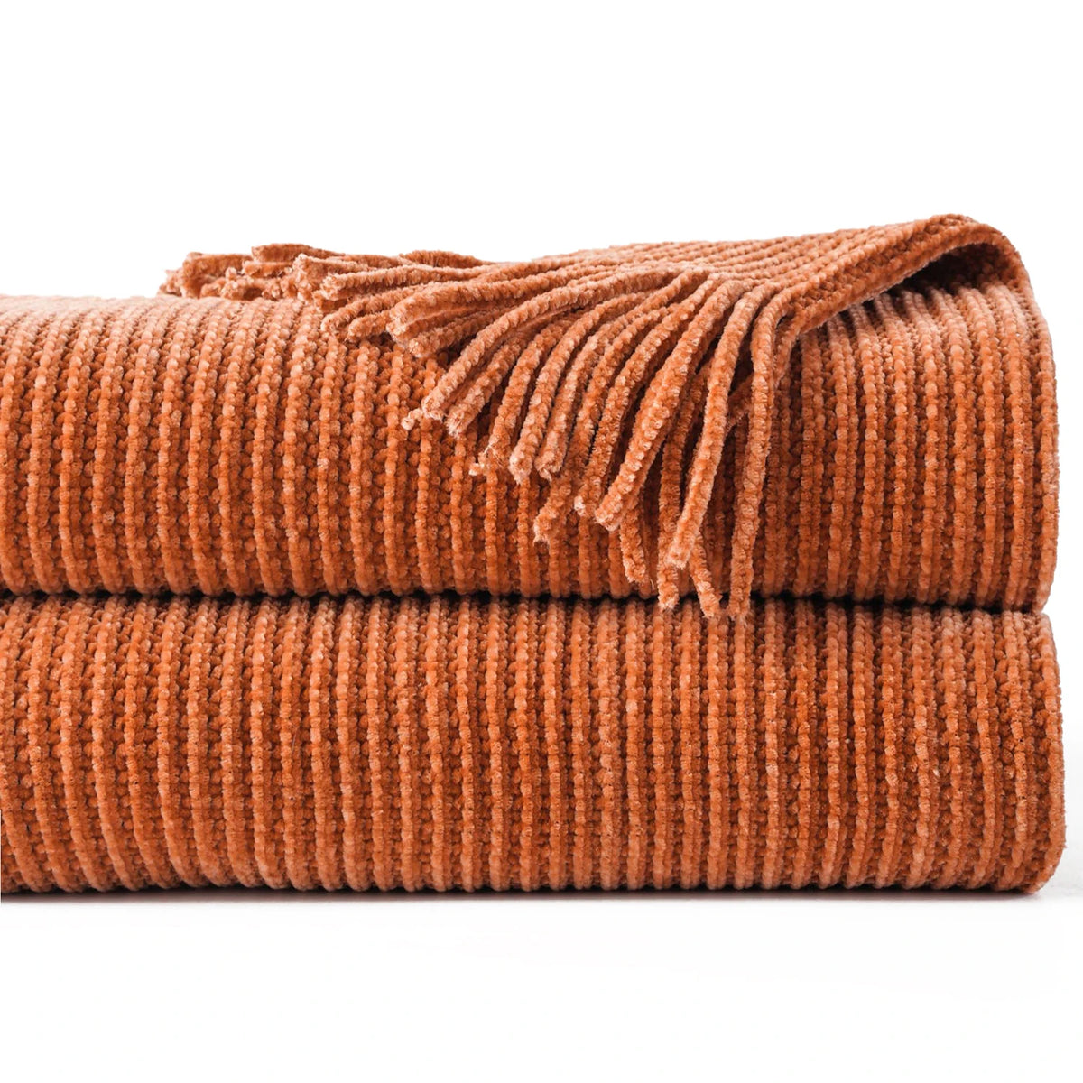 Battilo Chenille Knit Blankets with Tassels Green Plaid Throw Blanket for Bed Couch Decorative Sofa Blanket Bedroom Spring Decor