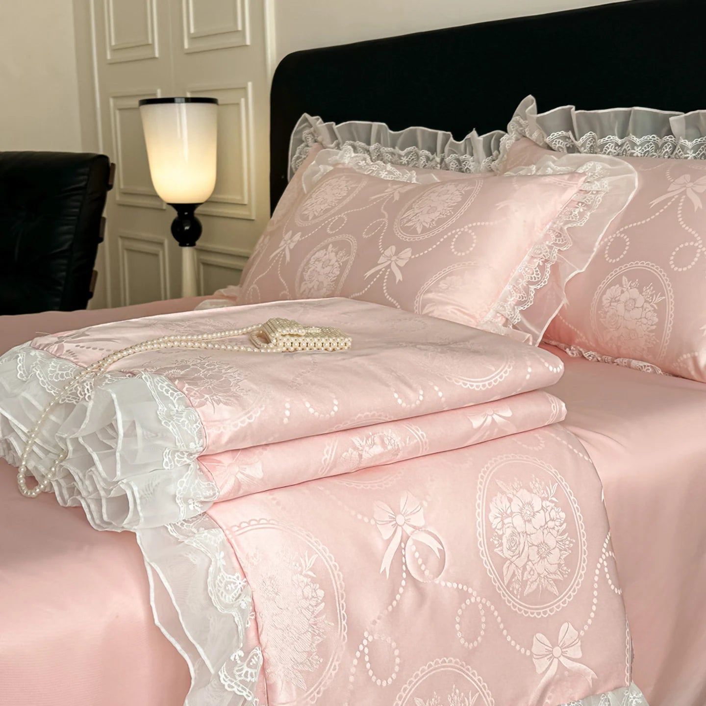 Cooling Summer Quilt Twin Queen Size 2026 Korean Lace Trim Silky Satin Lightweight Blanket for Hot Summer Nights Bedroom AC Room