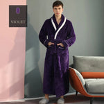 Winter Lovers Solid Flannel Thicken Robe Sets Couple Long Bathrobe Gown Nightwear With Pocket Intimate Lingerie Home Clothing