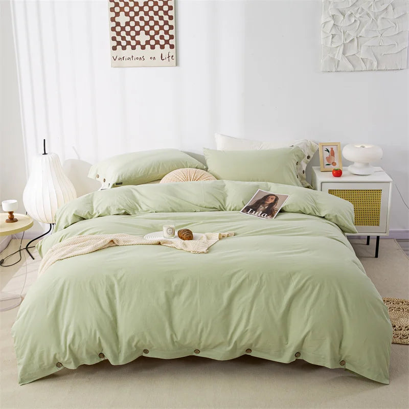3pcs  100% cotton bedding set Double Duvet Cover Set 220x240 Solid Twist Cotton King Size Bedding Set Quilt Cover Set