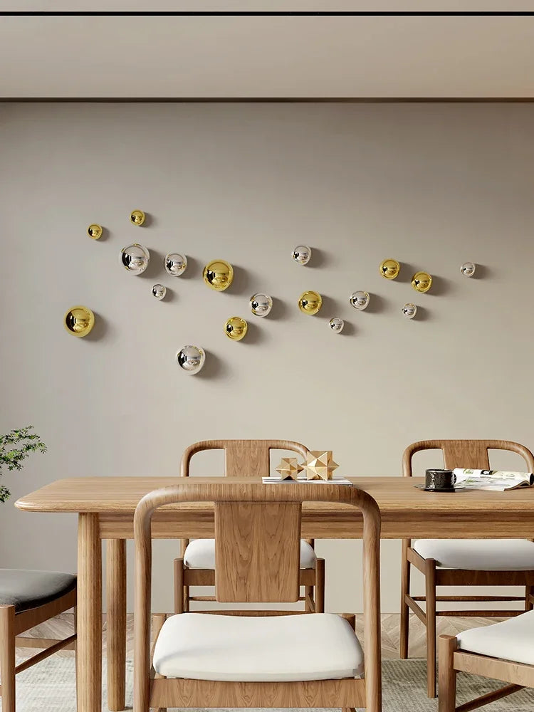 Wall Decor Imitation Stainless Steel Decorative Ball Living Room Home Accessories Hotel Restaurant Wall Hanging Decor Art Sphere