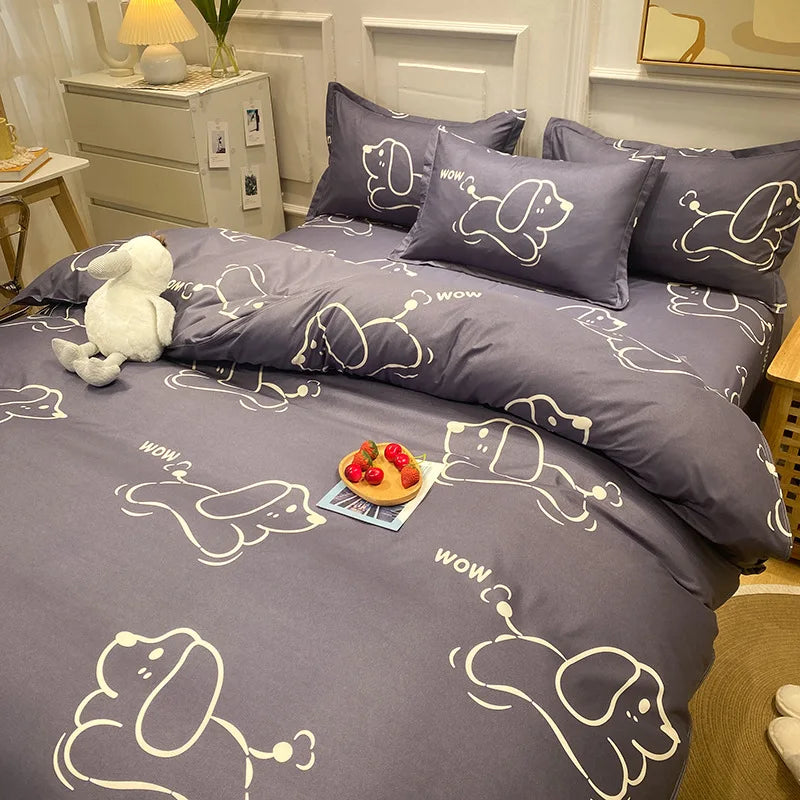 Daisy Printed King Size Duvet Cover Set with Sheets High Quality Washed Cotton Bedding Set Queen Home Bed Sets Comforter Covers