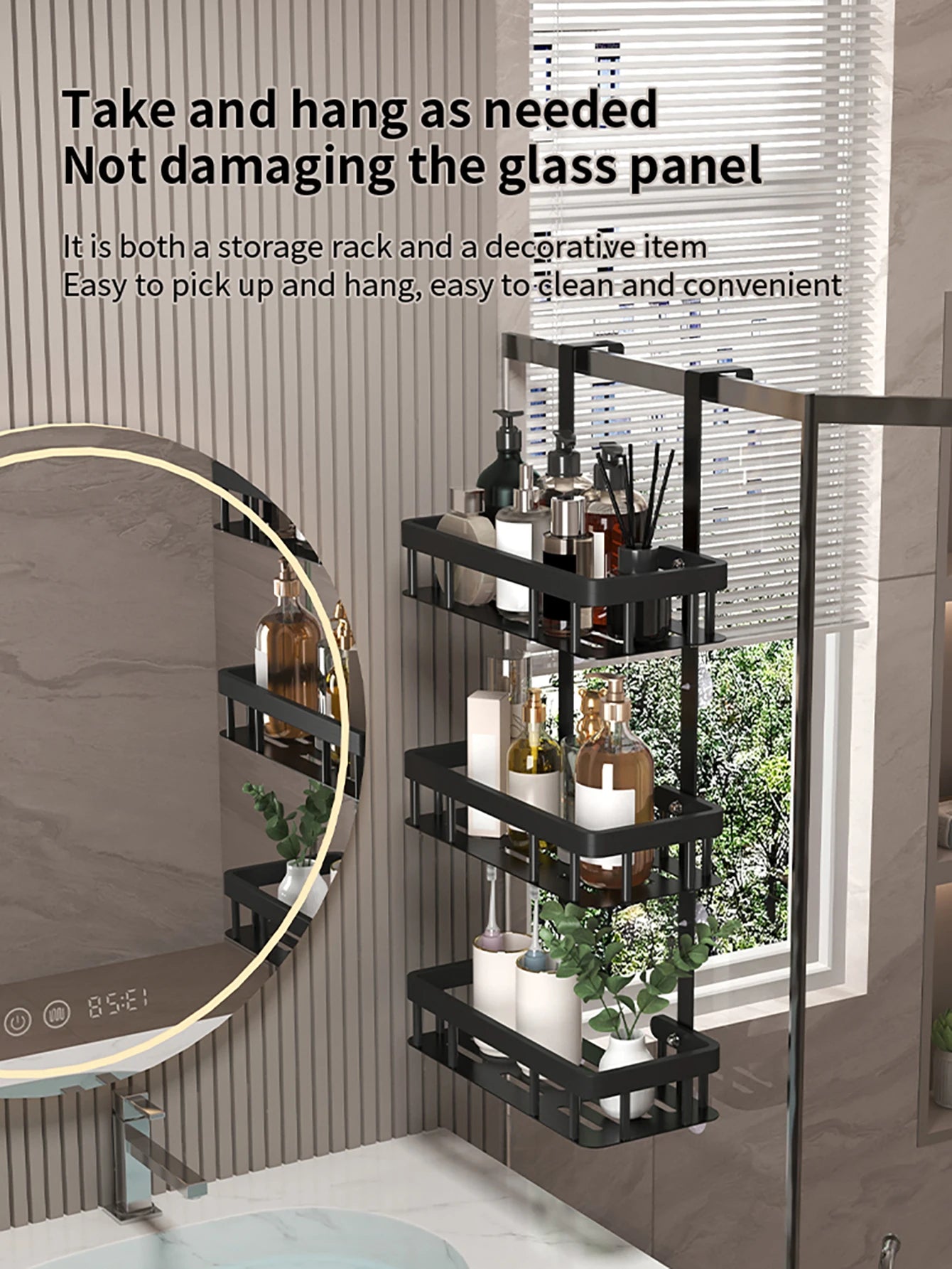 bathroom wall mounted storage rack, door mounted rack, shower gel rack, shower supplies storage rack