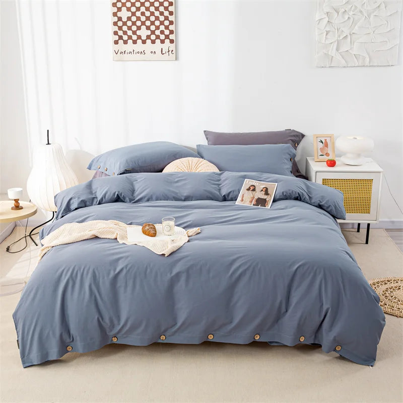 3pcs  100% cotton bedding set Double Duvet Cover Set 220x240 Solid Twist Cotton King Size Bedding Set Quilt Cover Set