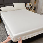 Waterproof Smooth Satin Fitted Sheet For Single Double Queen King Bed Silky Mattress Protector For Women Kids Family with Pet