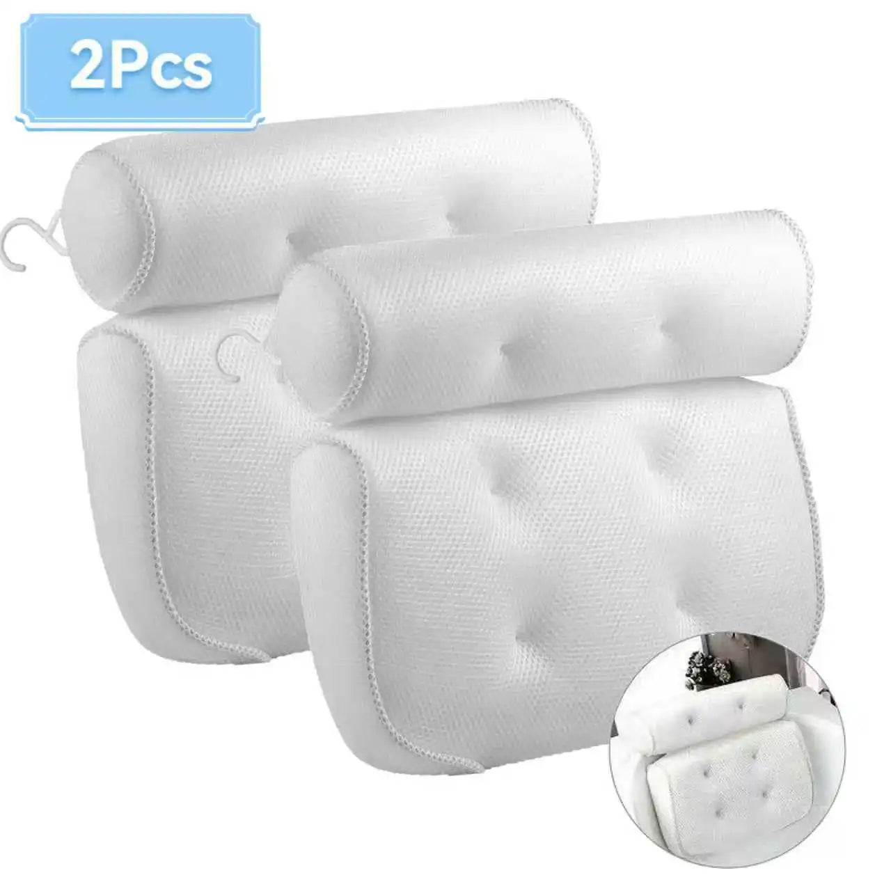 1/2 Pcs Spa Bathtub Pillow with Anti-Slip Suction Cups for Neck and Back Support, Air Mesh Bathtub Bathroom Accessory