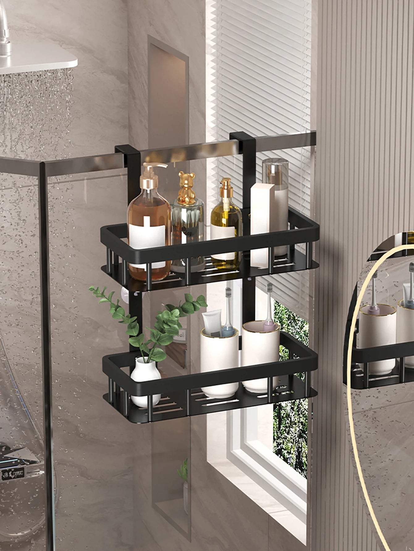 bathroom wall mounted storage rack, door mounted rack, shower gel rack, shower supplies storage rack