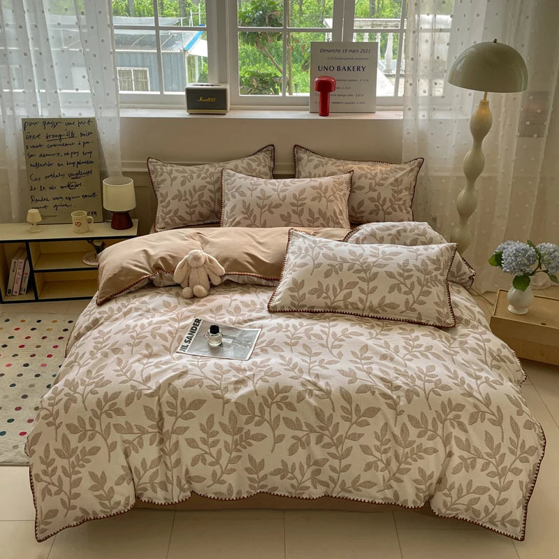 Luxury Heavyweight Cotton Bedding Set 100% Premium Washed Cotton Duvet Cover Set Cozy Home Decor King Size Ultra Soft Breathabe