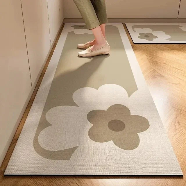 VIKAMA 1/2PC Wabi-Sabi Kitchen Floor Mat Non-Slip And Oil Resistant Carpet Diatomaceous Mud Absorbent Foot Mat Home Decoration
